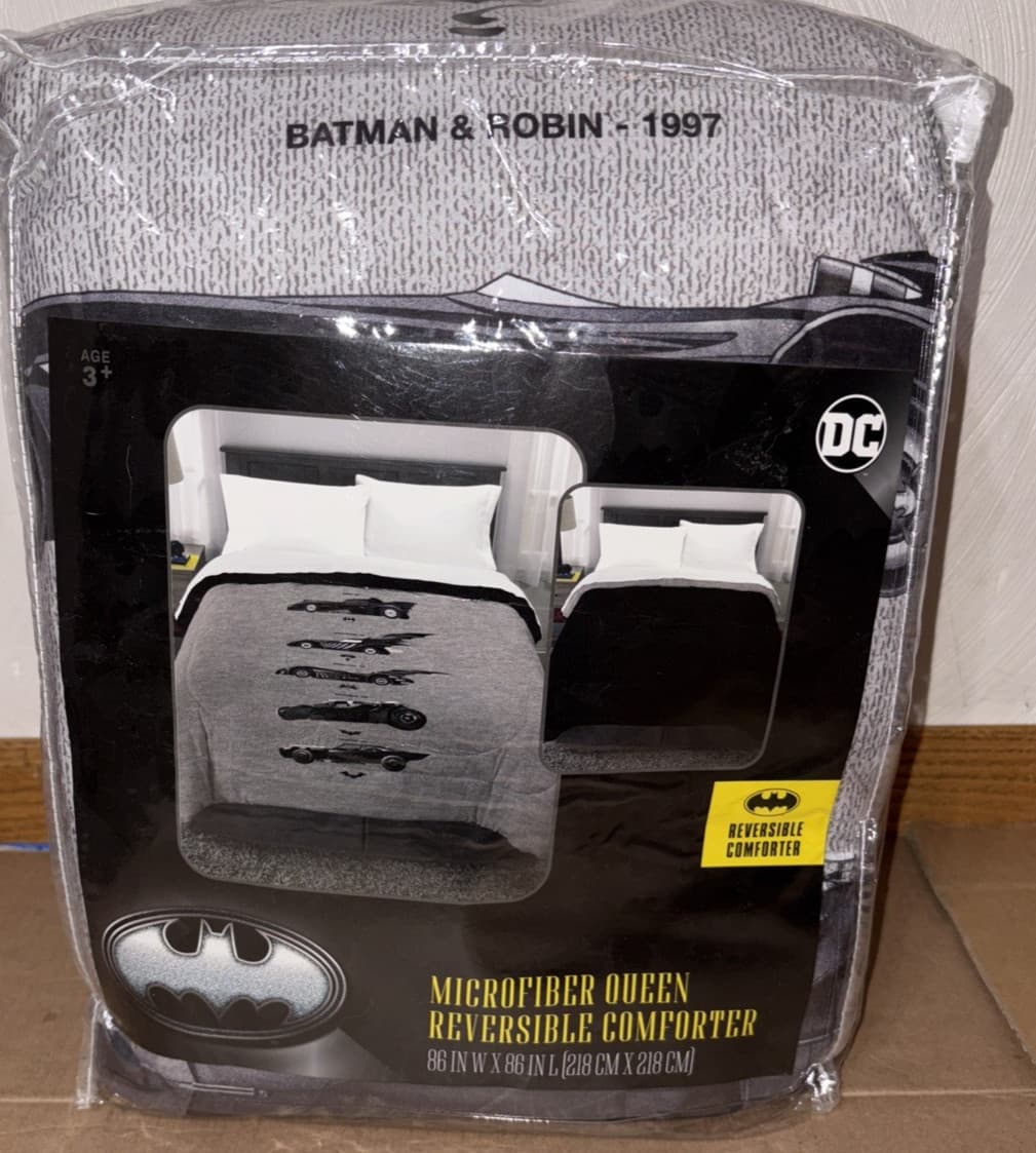 New Franco DC Batman Batmobiles Reversible Microfiber Queen Comforter 86" x 86"