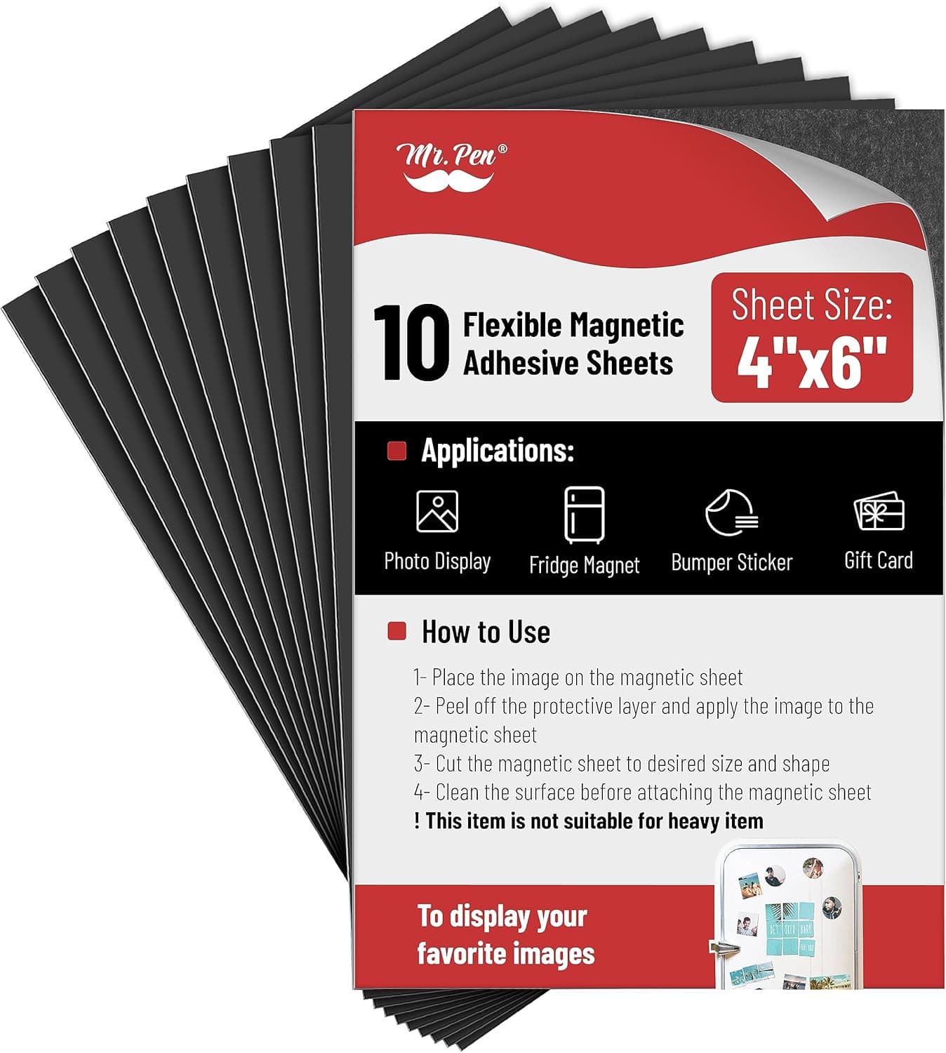 - Adhesive Magnetic Sheets, 4" X 6", 10 Pack, Magnetic Sheets with Adhes
