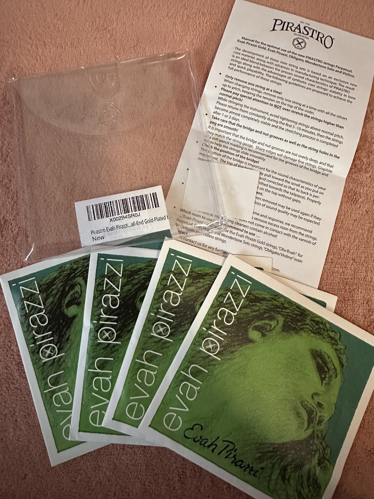 Pirastro Evah Pirazzi Violin String Set - 4/4 Size Goldsteel with Ball-end E