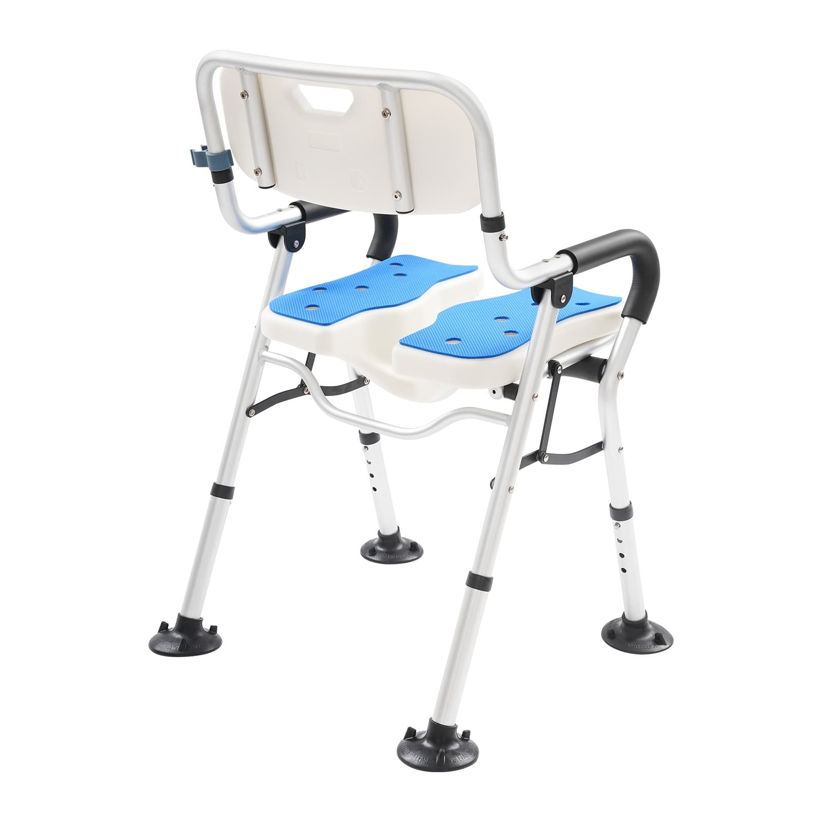 U-Shape Seat Foldable Shower Chair Heavy Duty Adjustable Height Chair Home USA 5