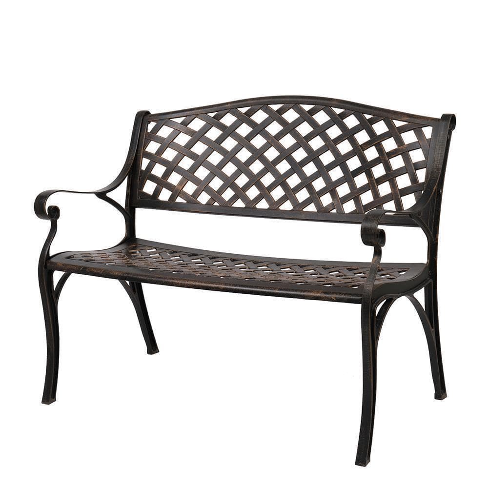 40.5" Patio Garden Bench,Anti- Rust Cast Iron Cast Aluminum Frame 4