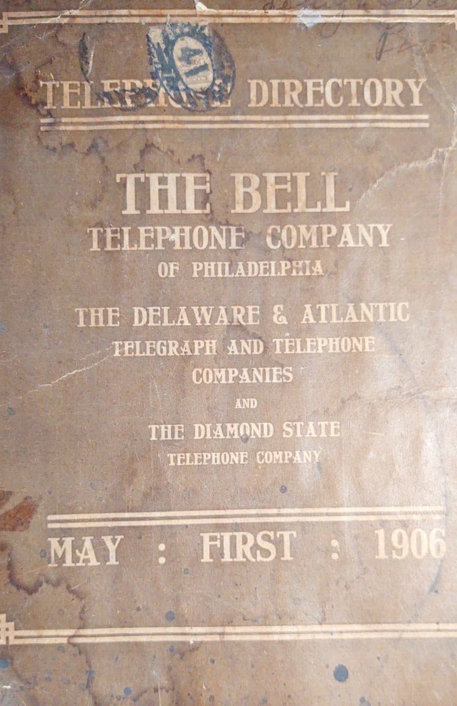RARE antique telephone Directory 1906 Diamond State , Delaware Atlantic & Bell 2