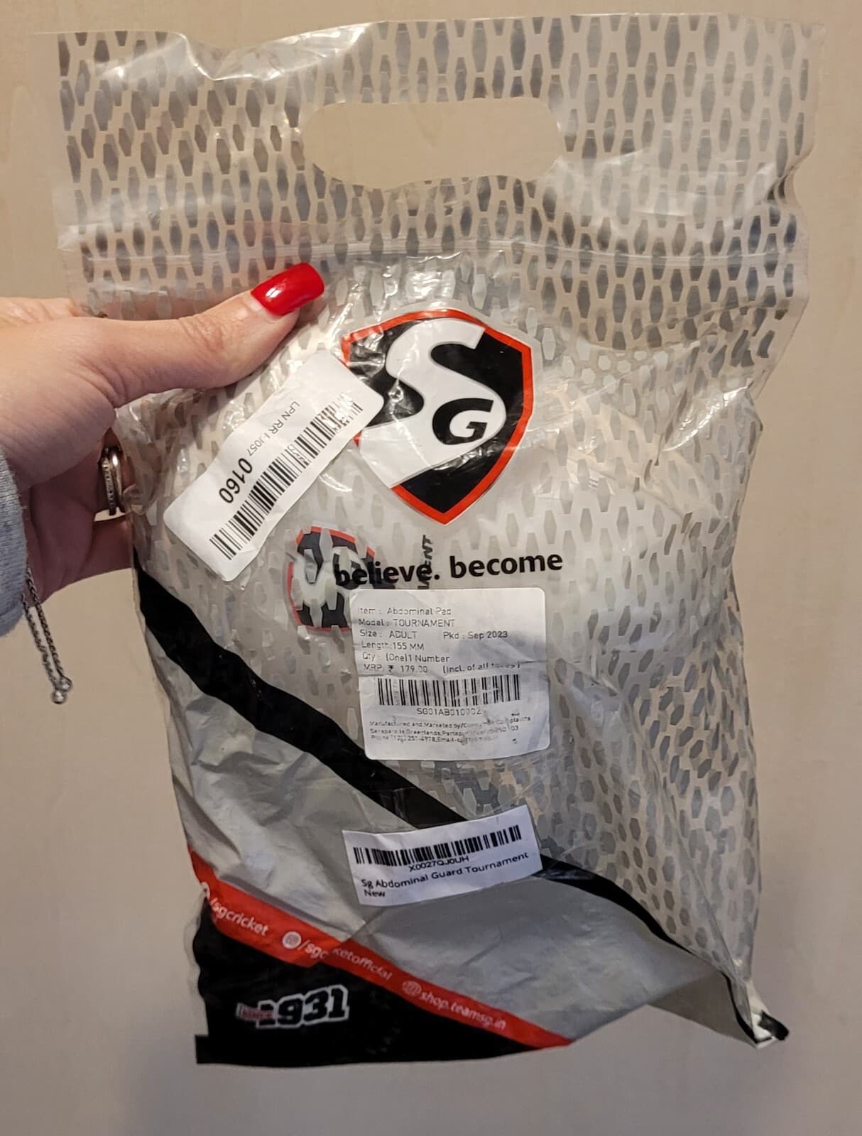 SALE!!! SG Tournament Abdominal Pad for ADULT 100% Original White