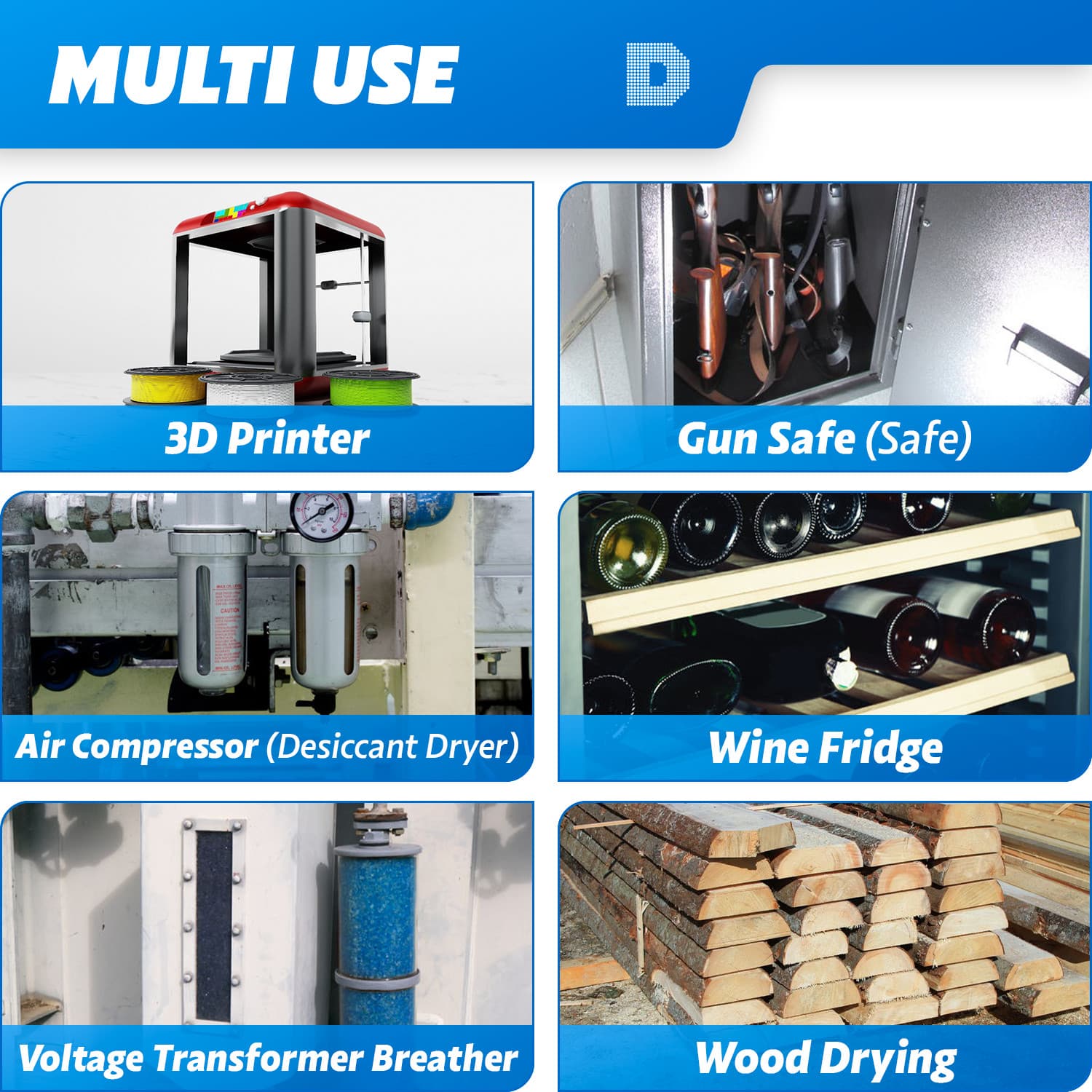 1 Gallon(7.5 LBS) "Dry & Dry" Premium Blue Indicating Silica Gel Desiccant Beads 4