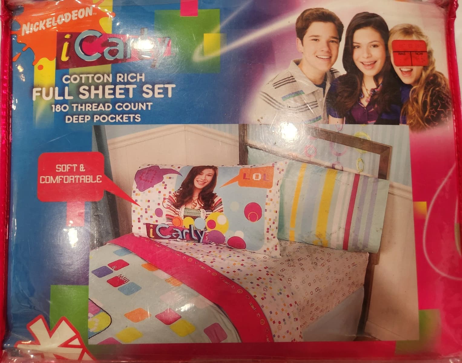 Nickelodeon iCarly Full Sheet Set NEW RARE 4 Piece Flat Fitted Pillowcases 2009 3