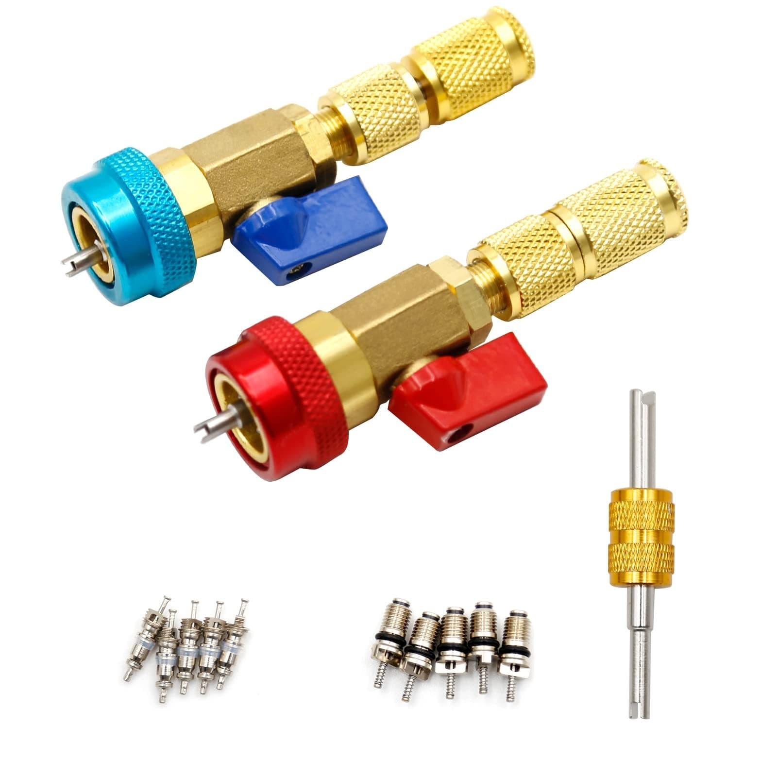 R134A Valve Core Quick Remover Installer, 2 Pack High Low Pressure Valve Core...