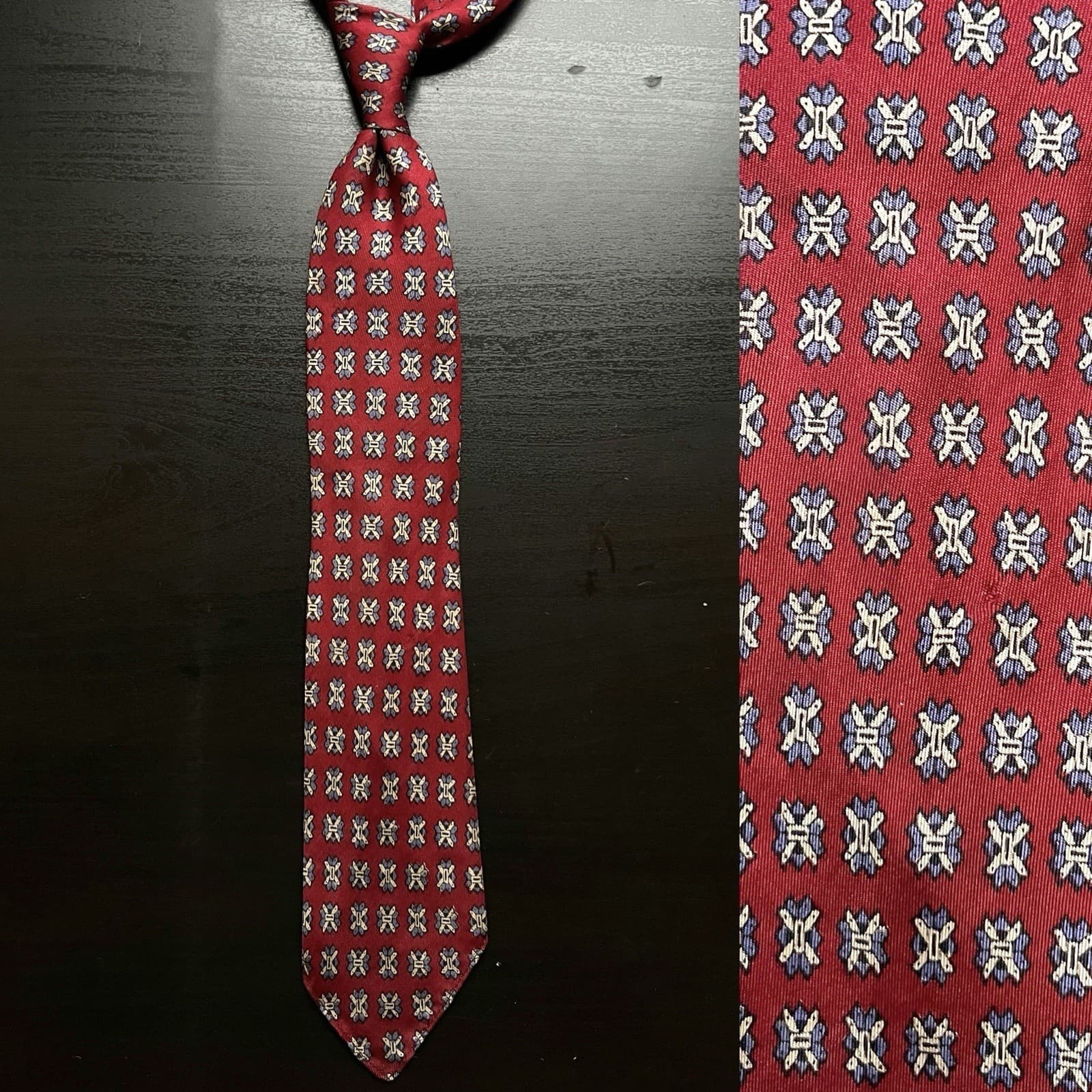 ‘Saltires’ Red Swing Tie EUC VTG 1930s 1940s 1950s Midcentury Art Deco Geometric
