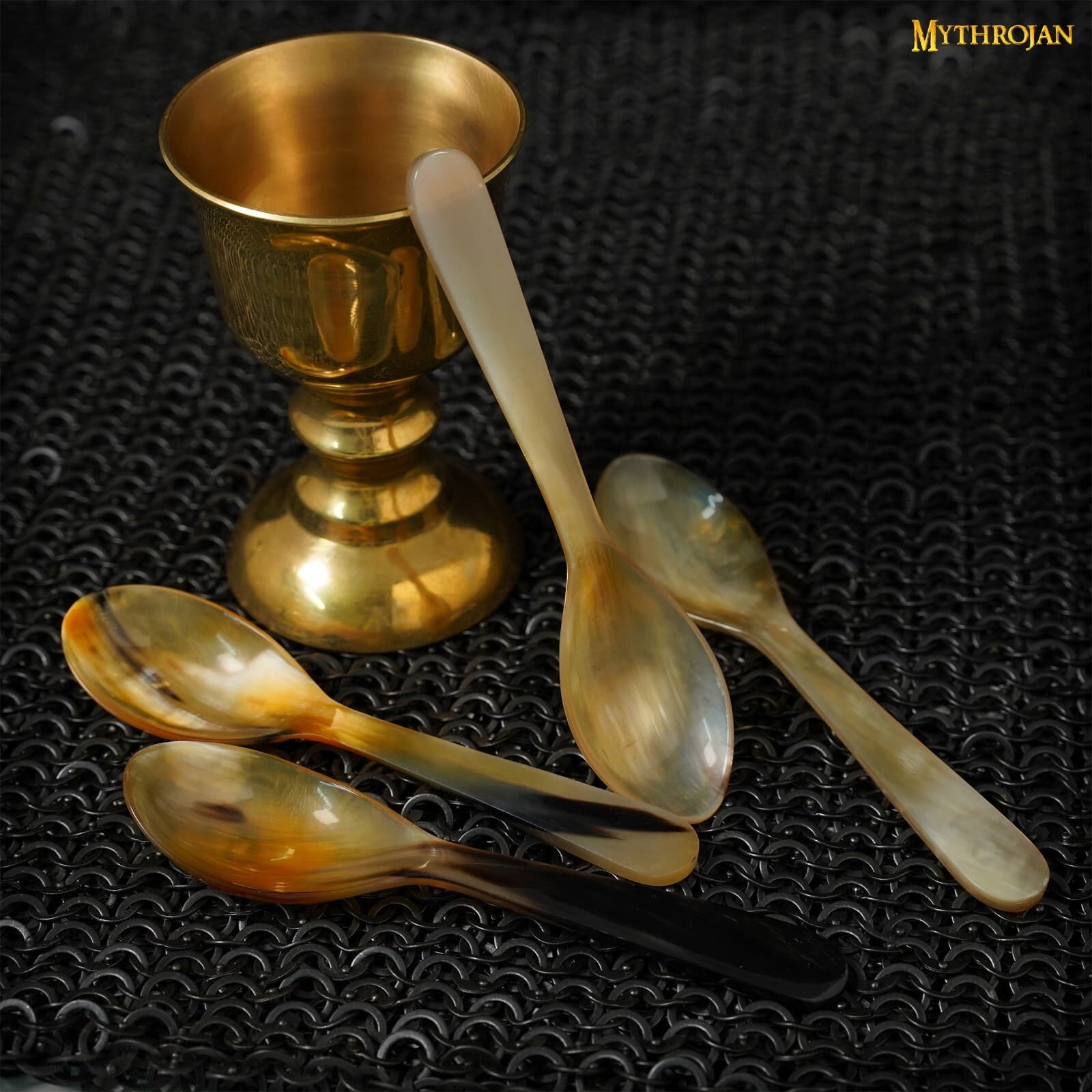 Medieval Genuine Horn Spoon Handcrafted For Viking Events Cosplay 4 Pcs 6.5 Inch 5