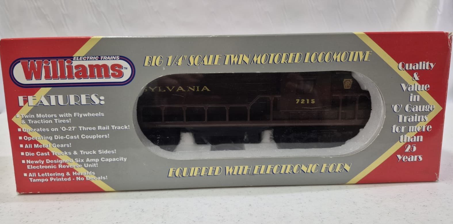 Williams O Gauge GP-9 Pennsylvania Diesel With Dual Motors & Horn Cab #7215 IOB 2