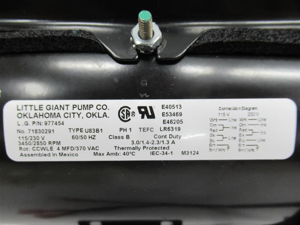 Little Giant 977454, Motor, 115, 230 Volts, Model TE-5-MD-HC / SC, Series HC, SC 2