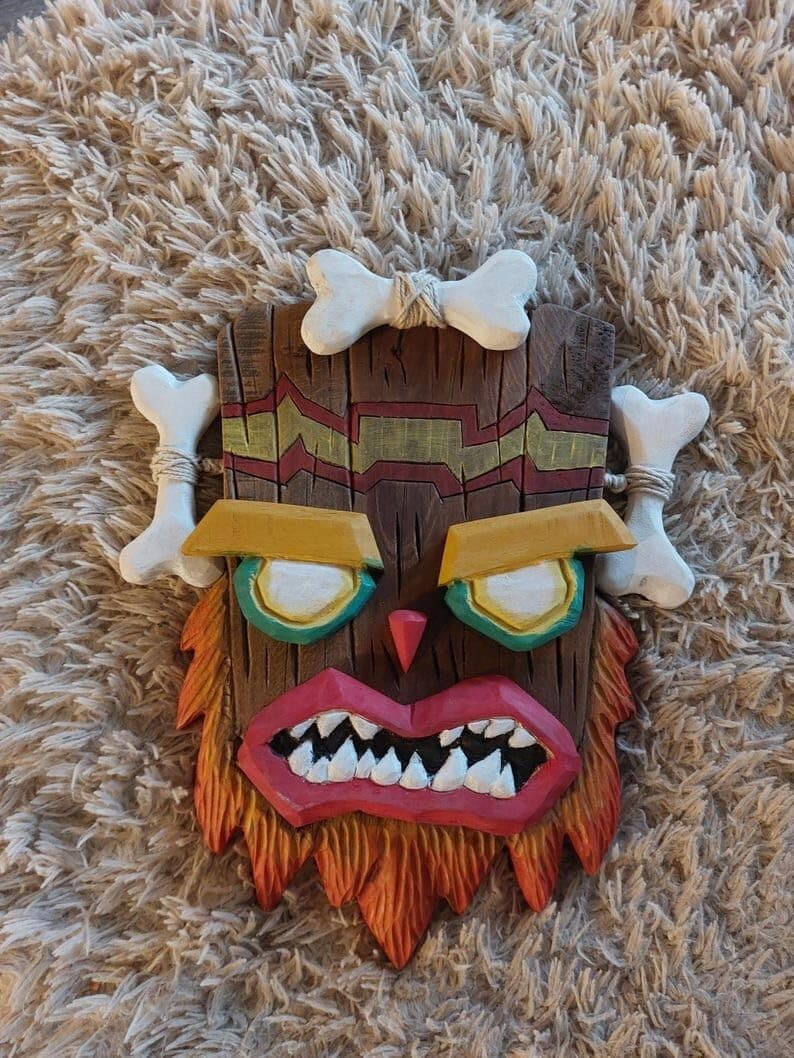 Wooden  Aku Aku & Uka Uka Masks from Crash Bandicoot, MADE TO ORDER 3