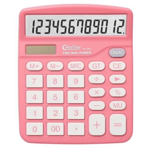Calculator, 12 Digits Desktop Calculators Large Display LCD&Big Button Pink 2