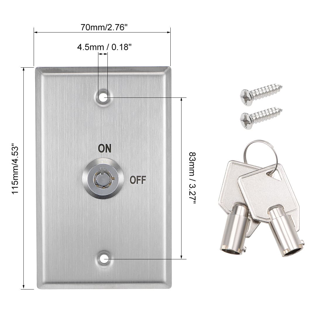 Key Switch On/Off Exit Switch Door Release SPST for Access Control with 2 Keys 3
