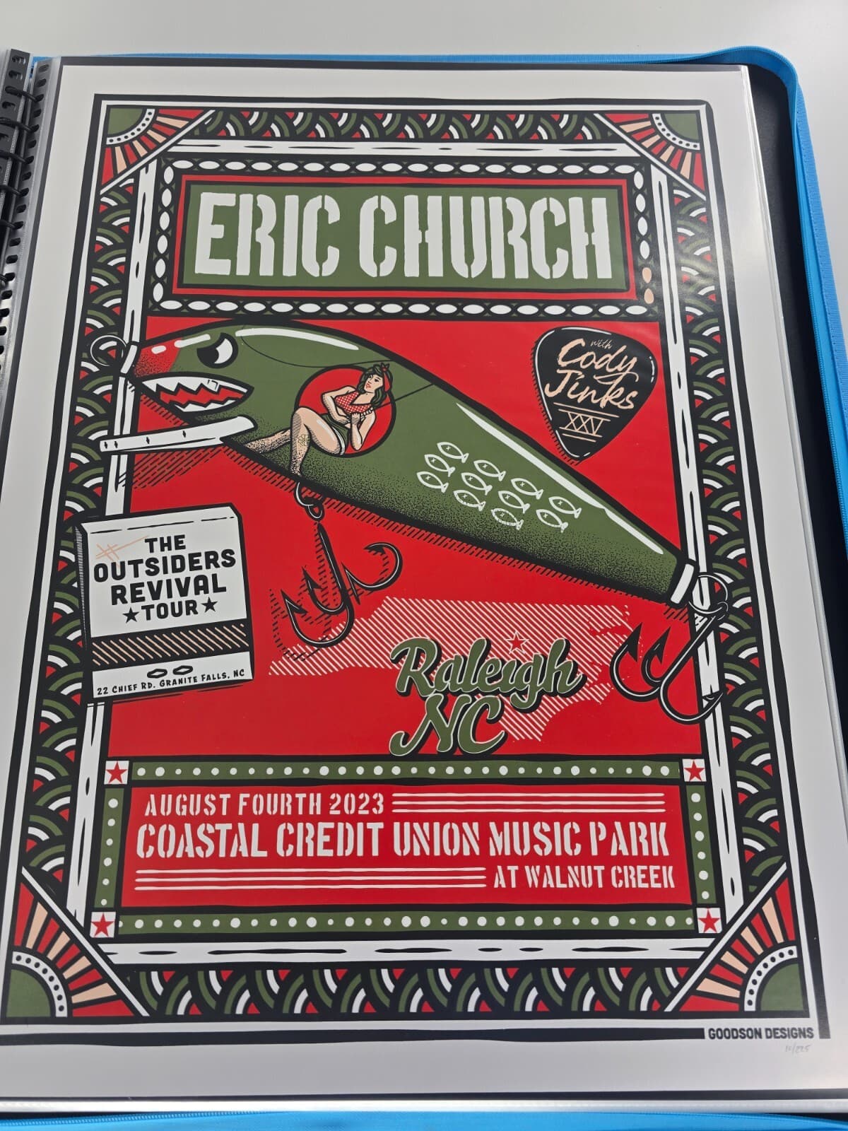 Eric Church The Outsiders Revival Tour Poster 8/4/23 Raleigh NC 10/225