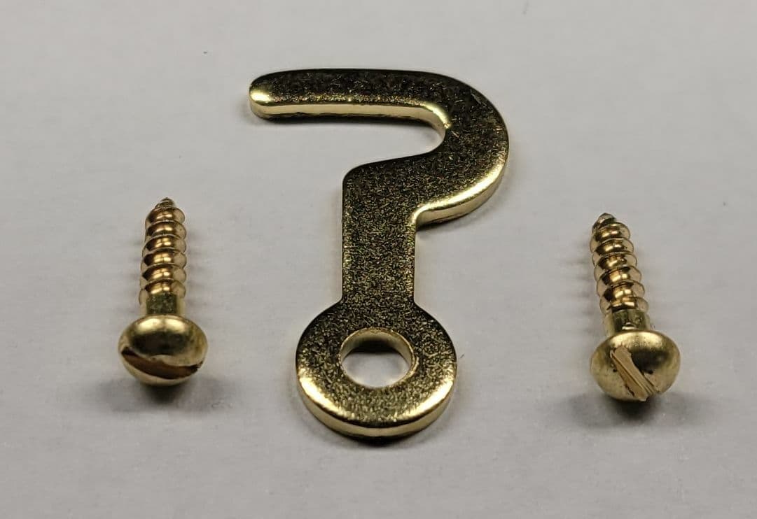1" Inch Small Brass Plated Steel Hook catch Latch antique kitchen vintage retro 2