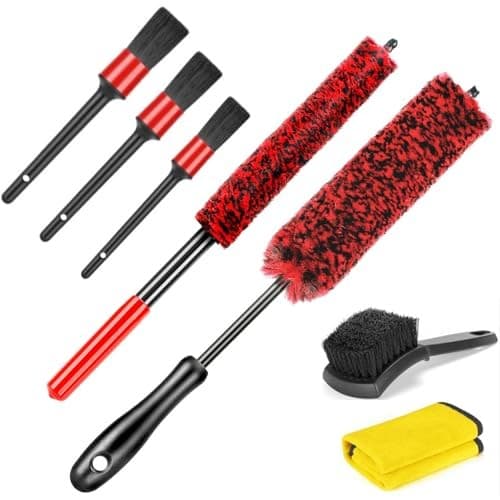 Car Wheel Rim Tire Brush Set, Detailing Wash Kit, Long Soft Detail Brushes  2