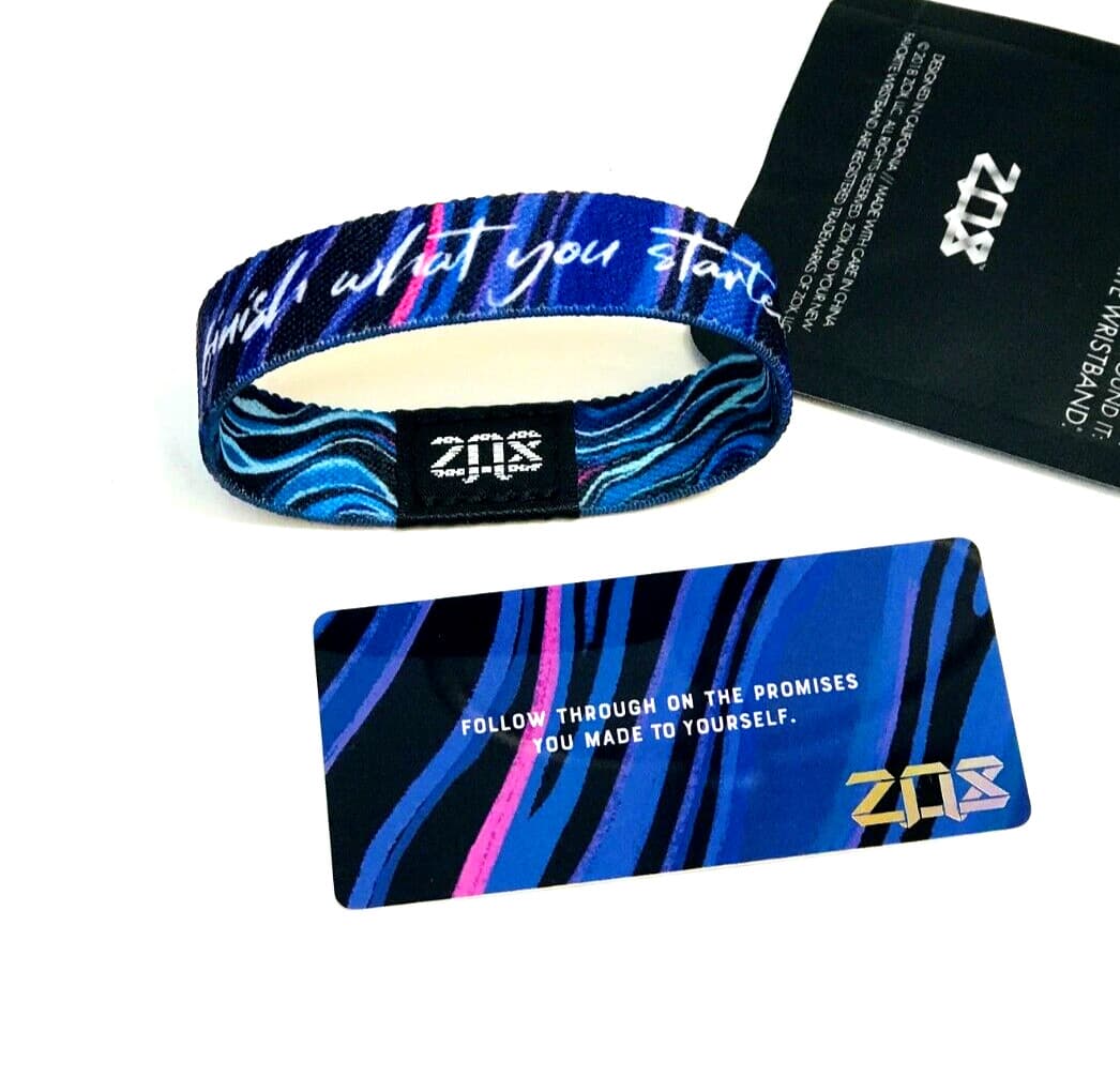 ZOX **FINISH WHAT YOU STARTED** Med Mystery Single New IN PKG Wristband w/Card 3