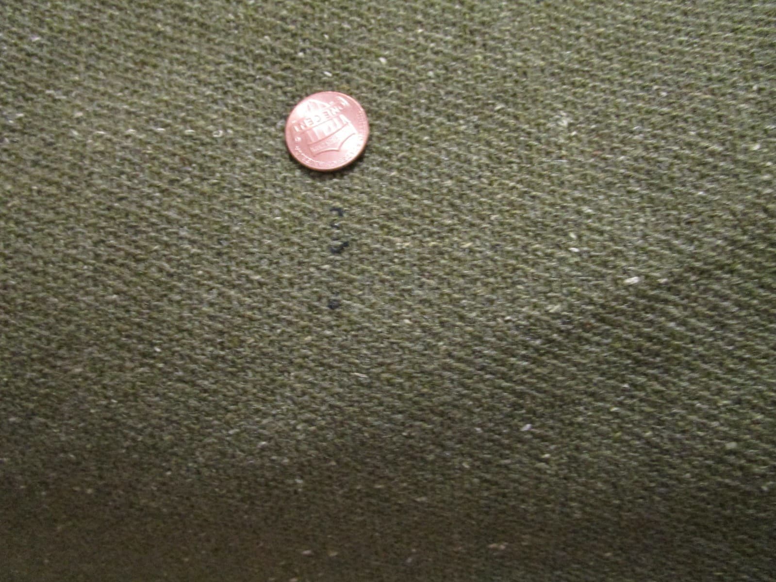 Antique WWI ARMY BLANKET original Olive Green abt 64”x77” Brown Stripe at ends 5