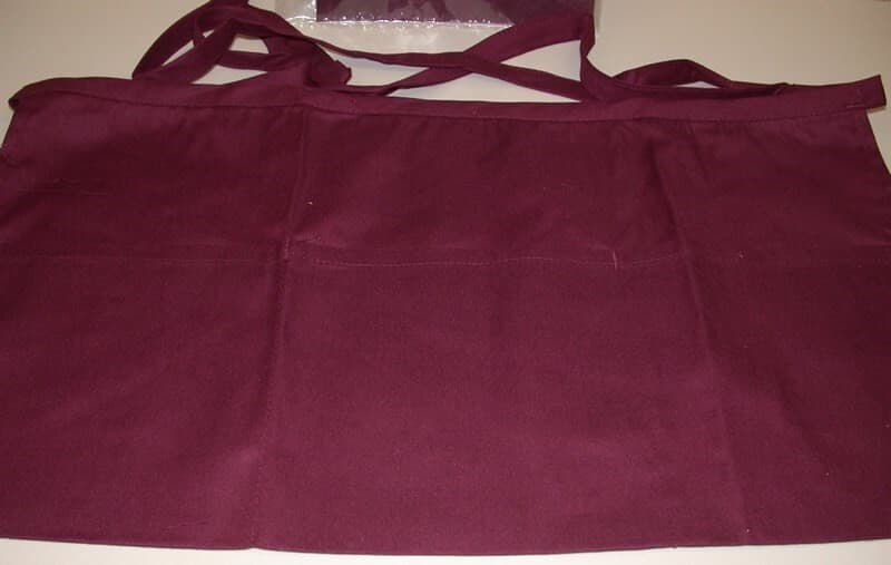 (1) Restaurant Style Waist Apron with 3 Pockets~ Burgundy ~ 23 x 12.5 **NEW** 2