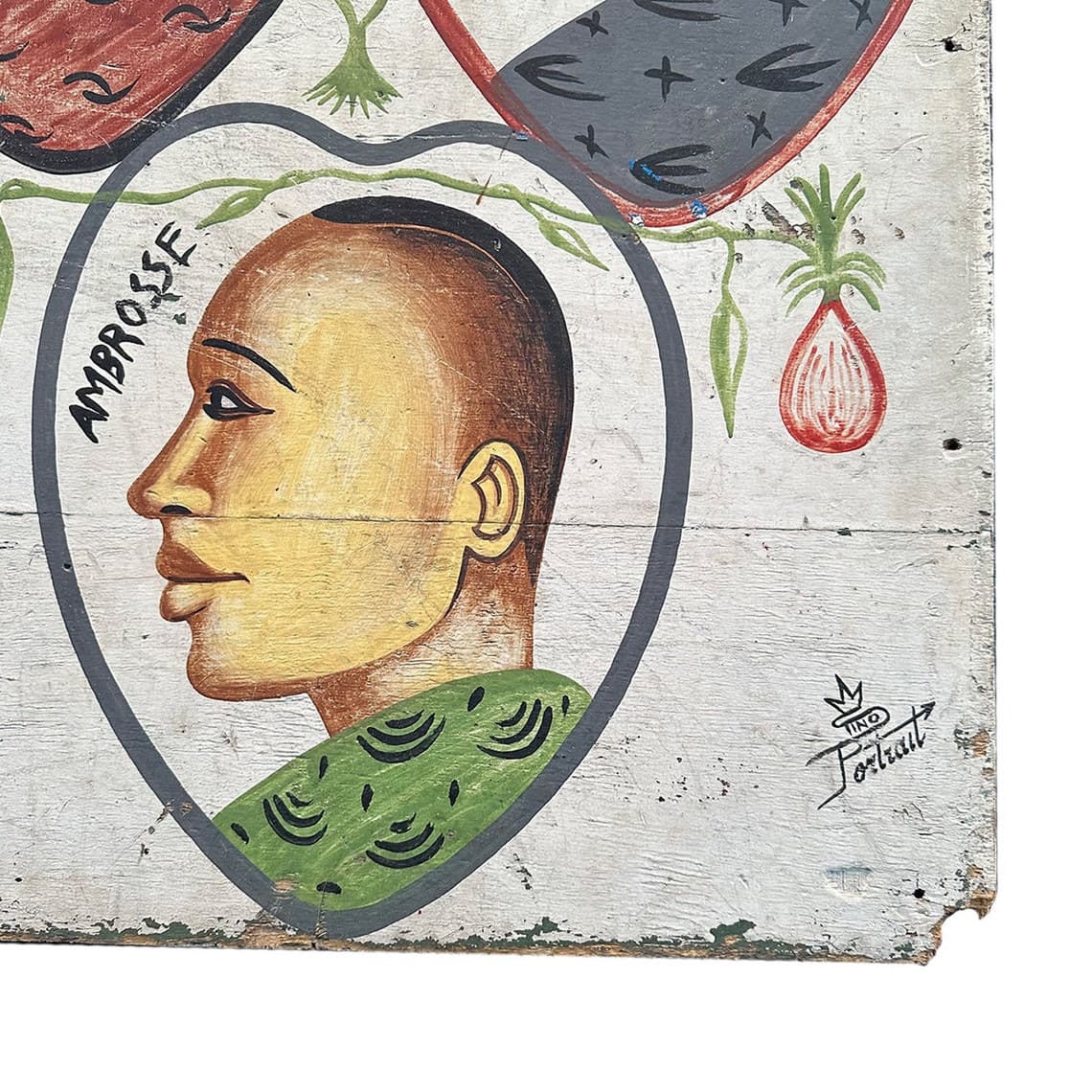 Dino Portrait Hand Painted West African Barbershop Sign Ivory Coast Folk Art 90s 3