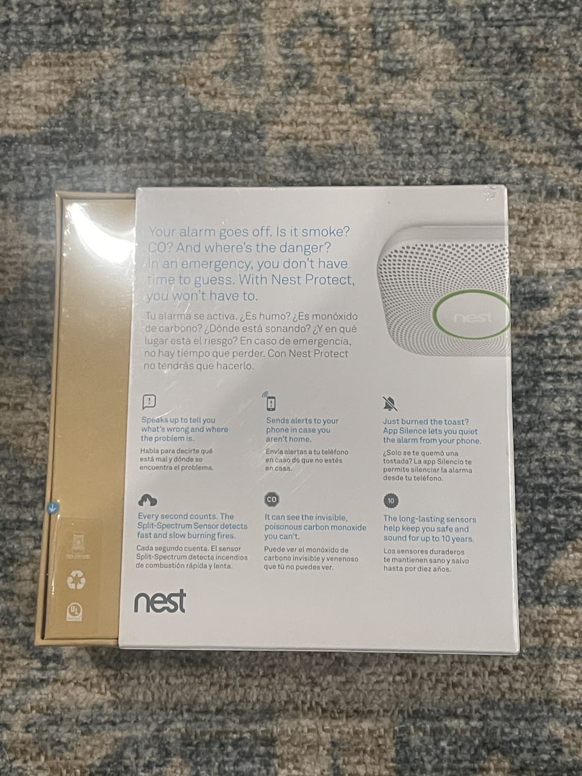Nest Protect Carbon Monoxide Smoke Detector - S3003LWES Wired 120V New Read Desc 3