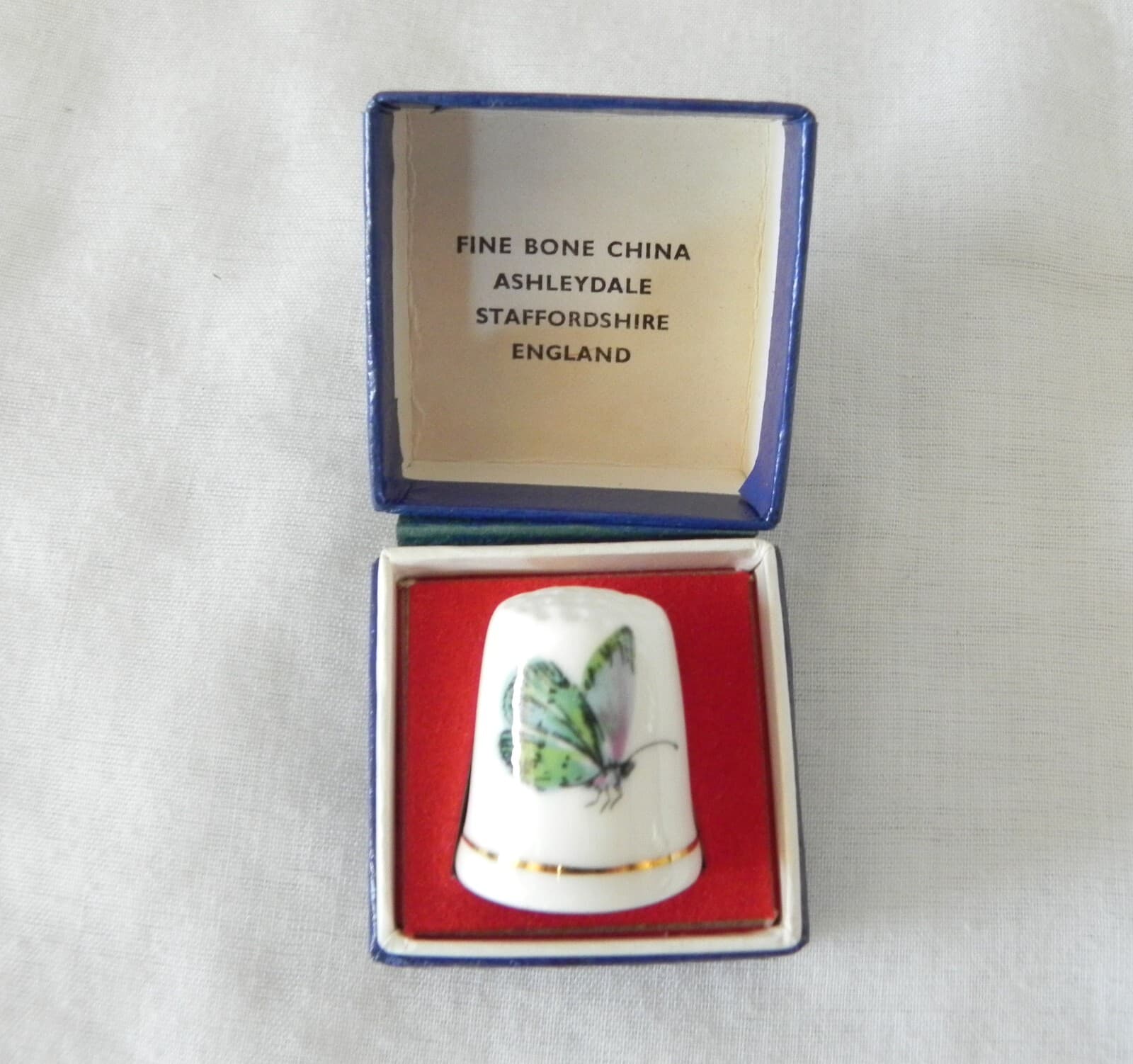 Ashleydale Staffordshire England BUTTERFLY THIMBLE Fine Bone China 3