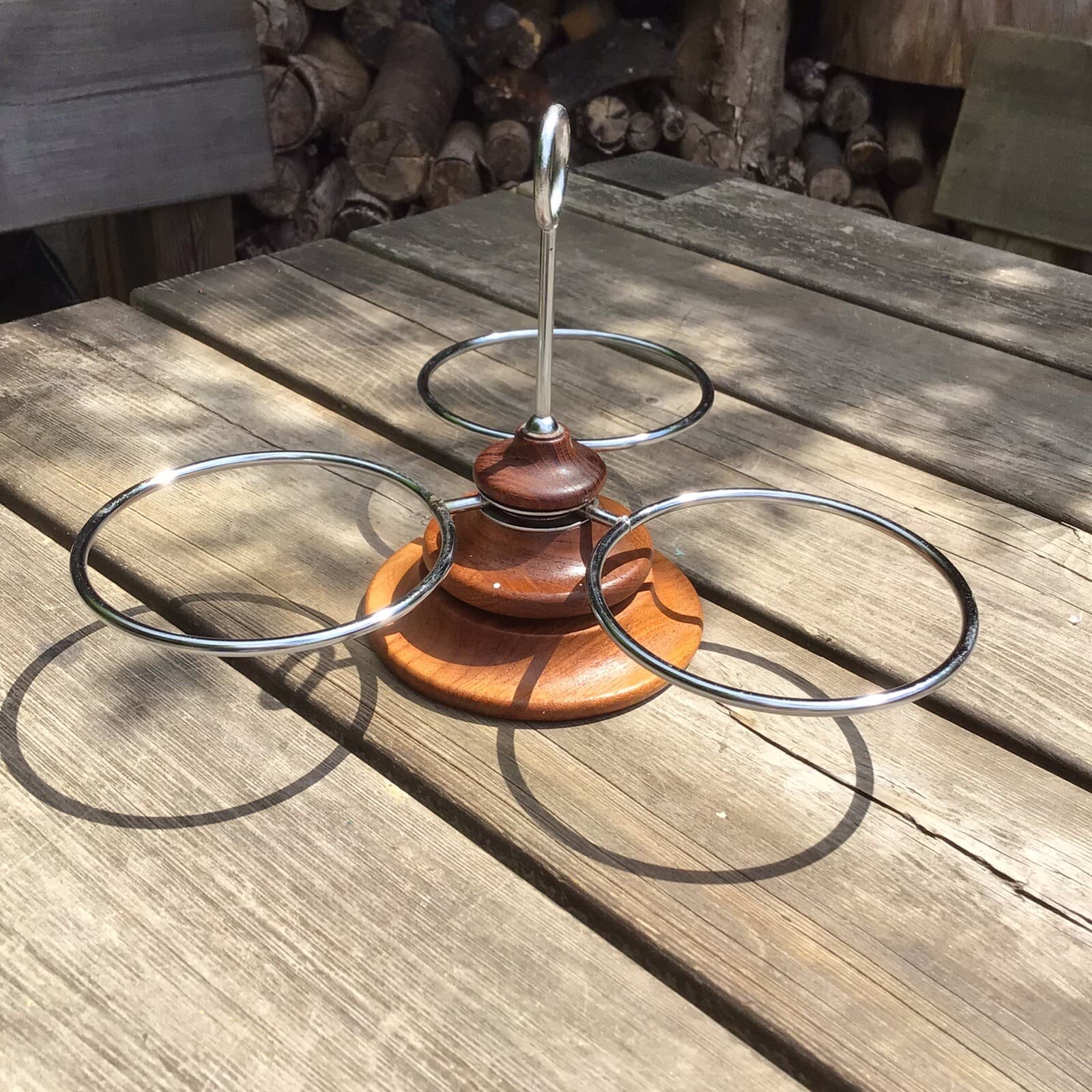 Vintage MidCentury Danish Luthje Teak Wood 3 Section Lazy Susan Condiment Holder 5