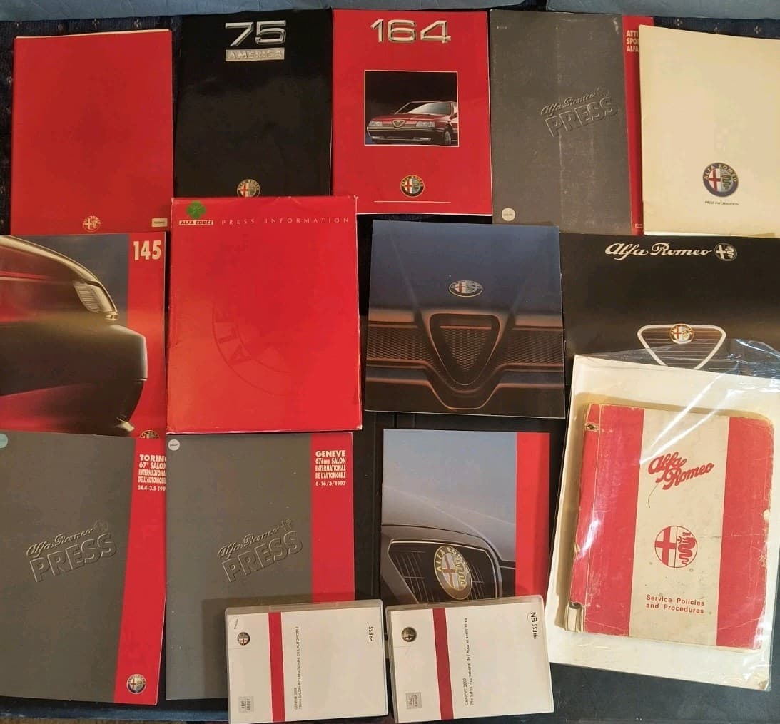 Original Alfa Romeo Press Kit Sales Brochure Print Ad Lot Photo Specs Italy 164 