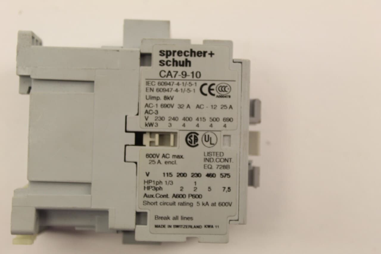 Sprecher + Schuh CA7-9-10 Contactor New 2