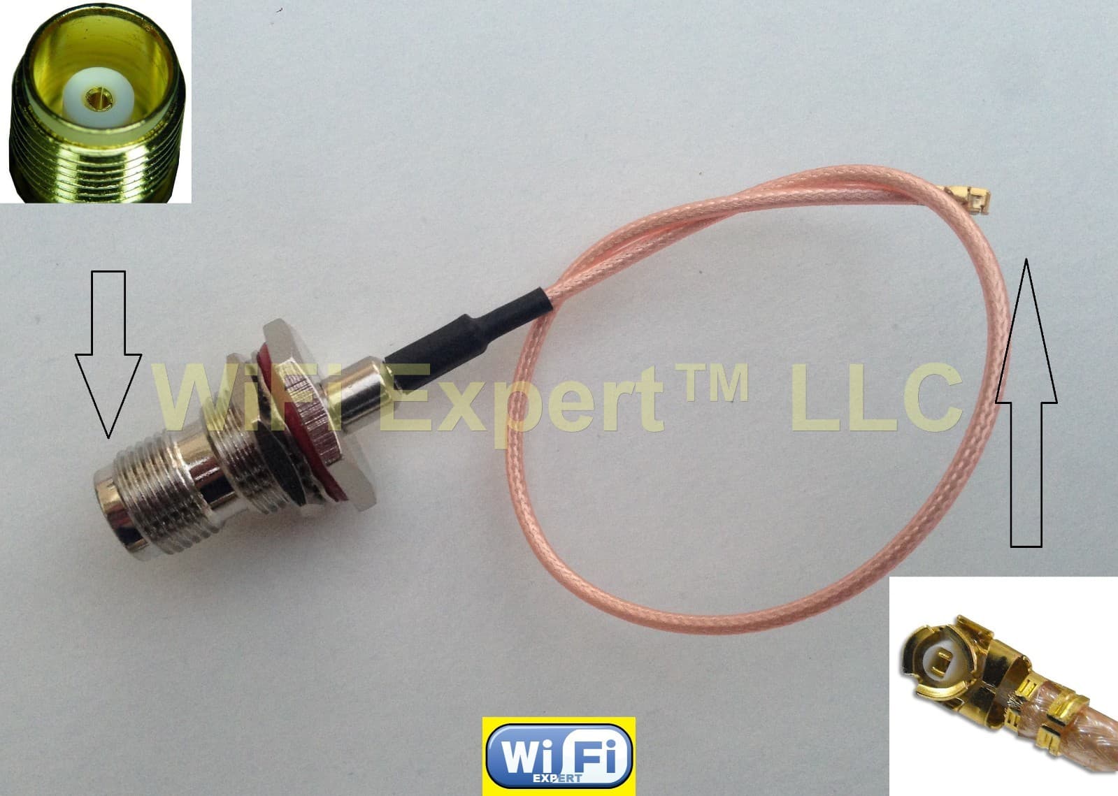 1 White Dual Band WiFi 5dBi Antenna TNC 2.4Ghz 5Ghz with 8" U.Fl IPX Cable RG178 2