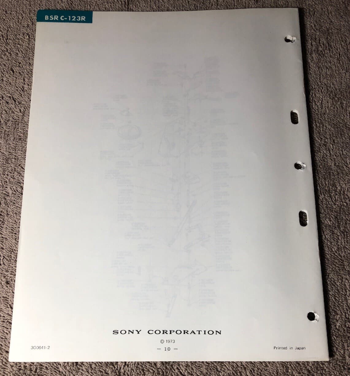 BSR (SONY) C-123R RECORD CHANGER ORIGINAL SERVICE MANUAL SCHEMATIC M714x 4