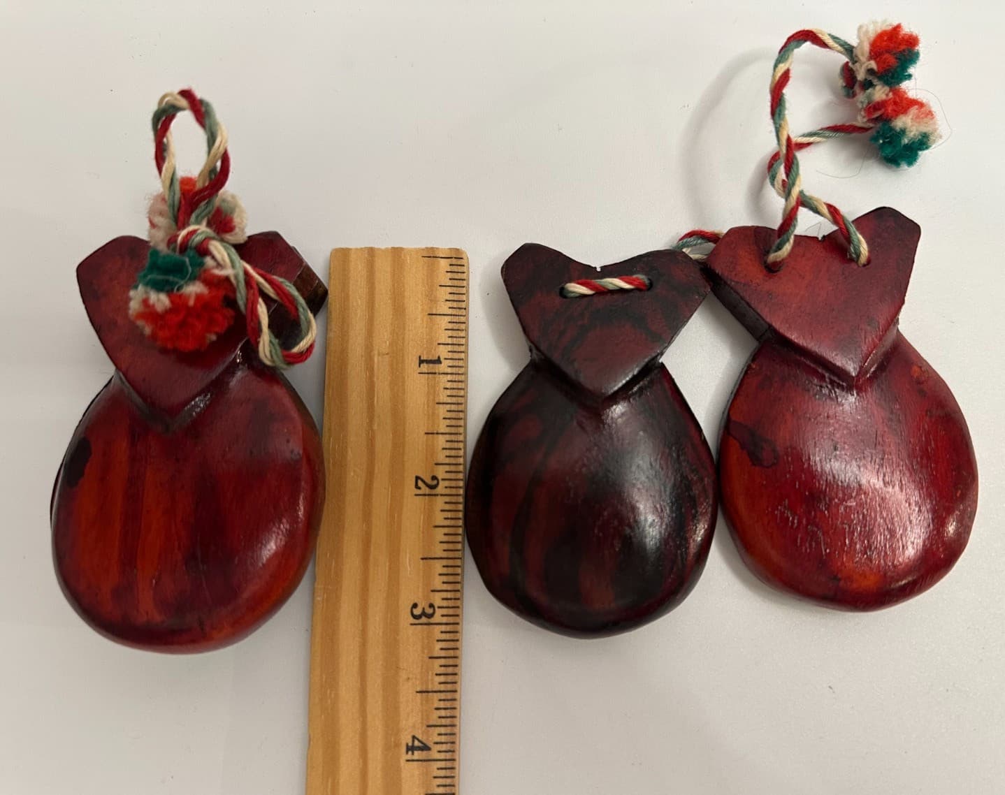 vtg 2 pairs of wooden castanets/percussion instrument/musical toy/shell shaped 4
