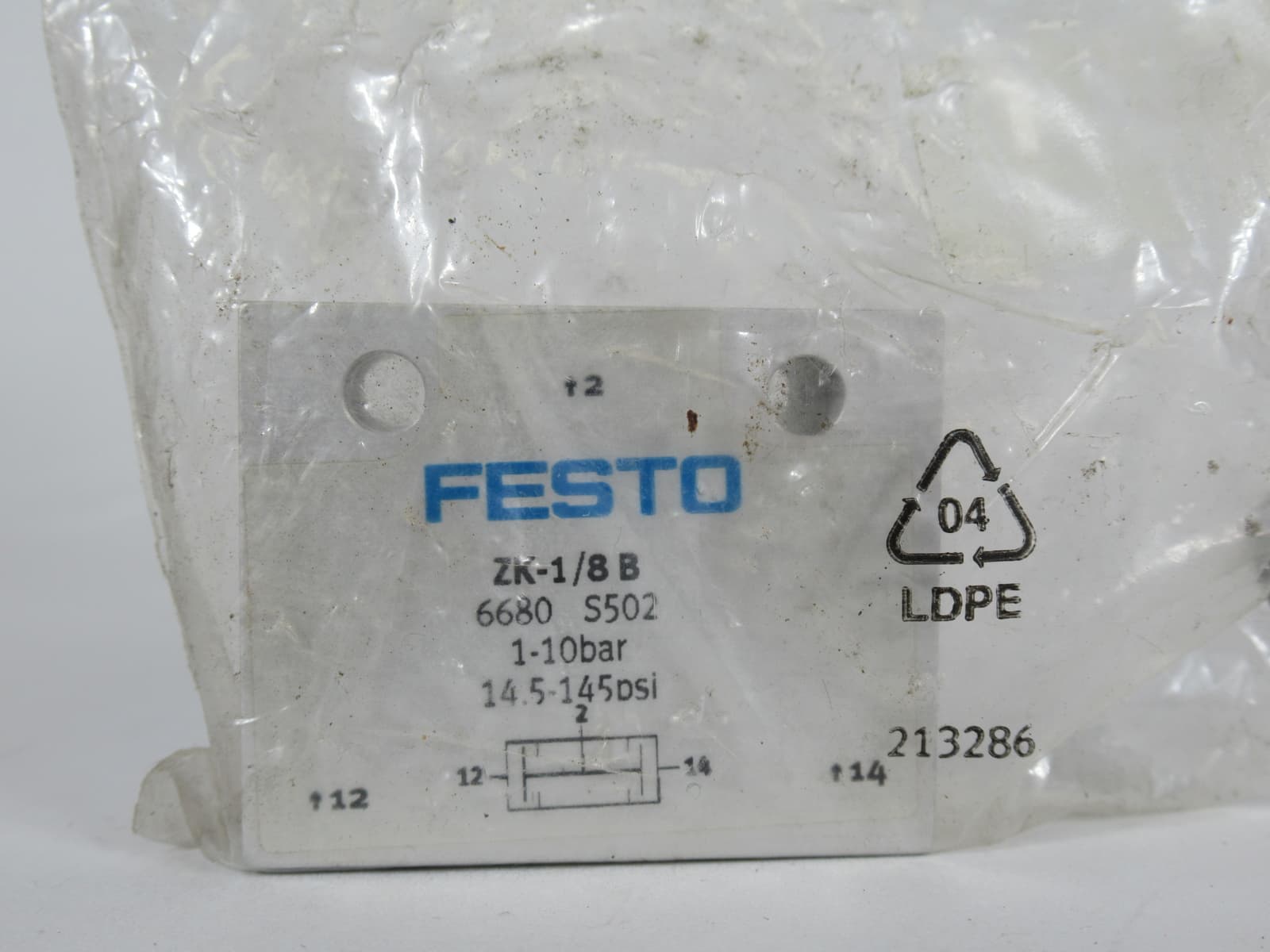 Festo 6680 ZK-1/8-B Shuttle Valve G1/8 1-10bar NWB 2