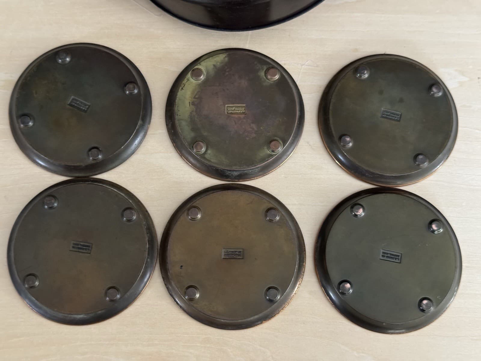 STANFORD UNIVERSITY Silent Butler Ash Crumb Catcher and 6 Coasters Bronze/Copper 4