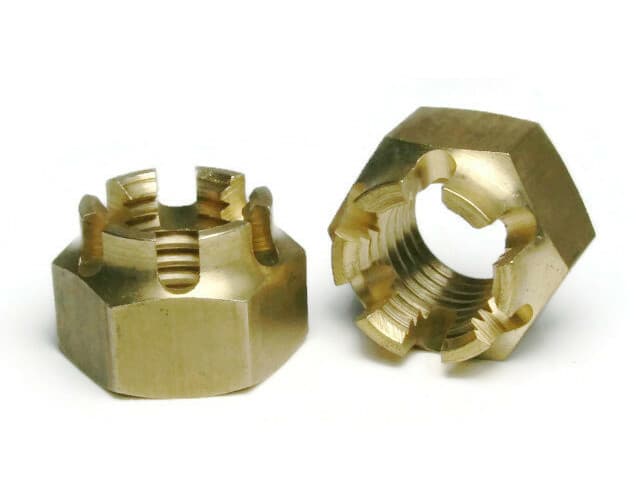 Brass Castle Nuts - Brass Castellated Nuts Used With A Cotter Pin - Select Size 2