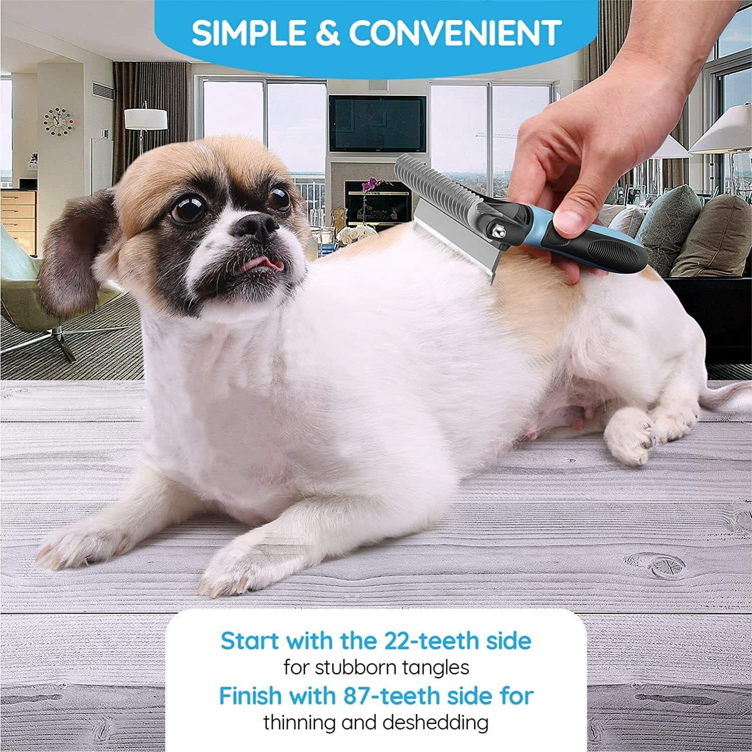 Pet Neat Double Sided Pet Grooming Brush 2 in 1 Deshedding Tool & Undercoat Rake 5