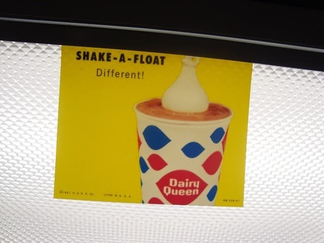 Circa 1961 Dairy Queen, DQ Lighted Sign Insert, SHAKE-A-FLOAT, Yellow Version 2