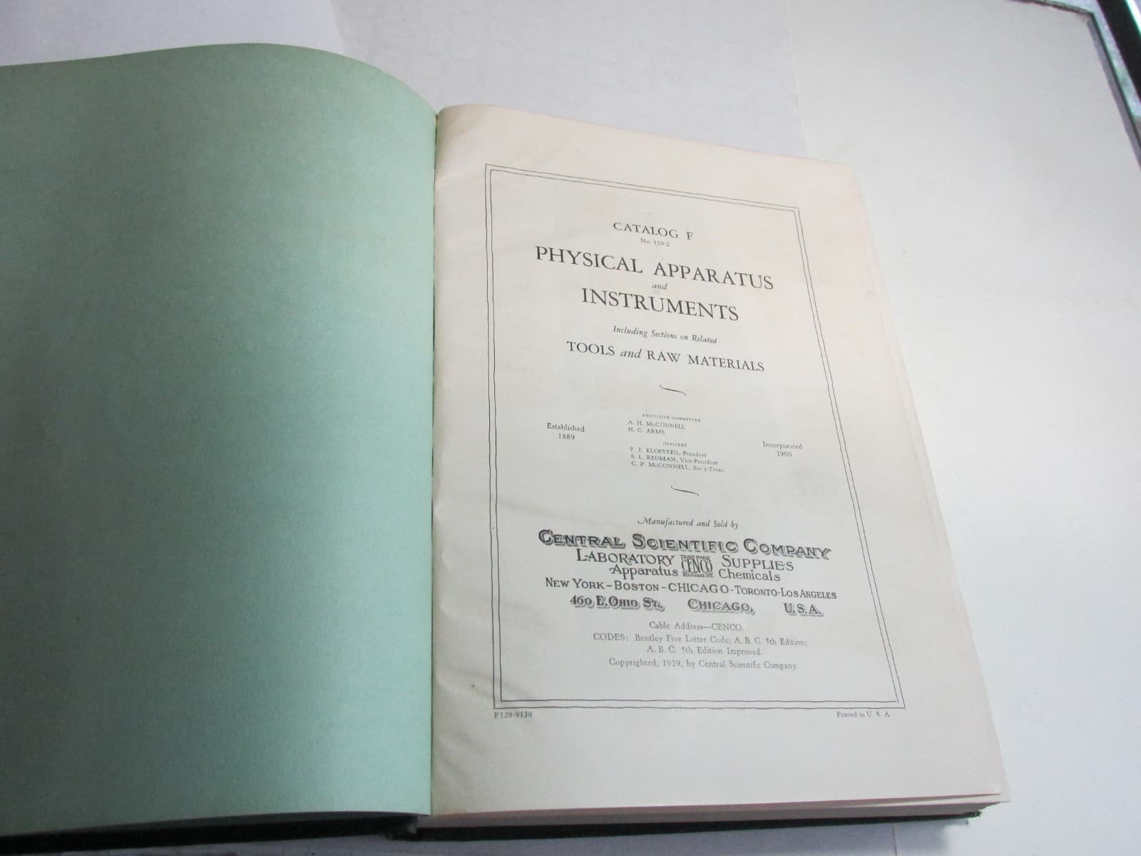 1929 CENTRAL SCIENTIFIC CO. CATALOG F Physical Apparatus, Microscopes, Scales 6