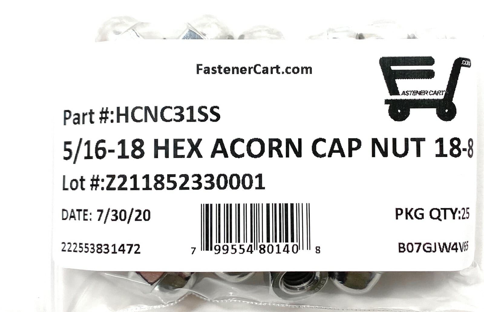 (25) 5/16-18 Stainless Steel Hex Acorn Cap Nuts (25 Pieces) 3