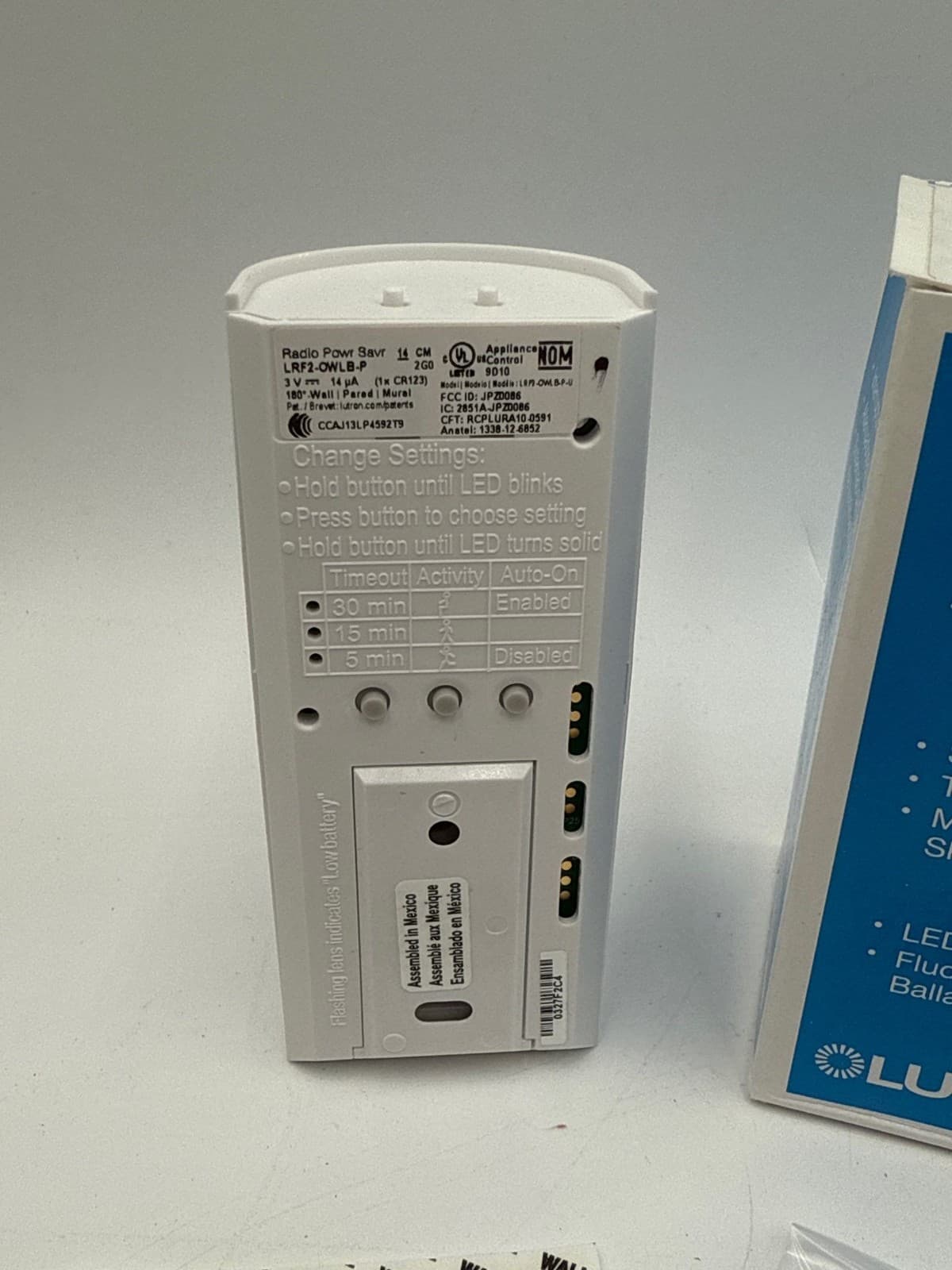 Lutron LRF2-OWLB-P-WH Radio Powr Savr 180 Wall Mount Occ Sensor Passive Infrared 4