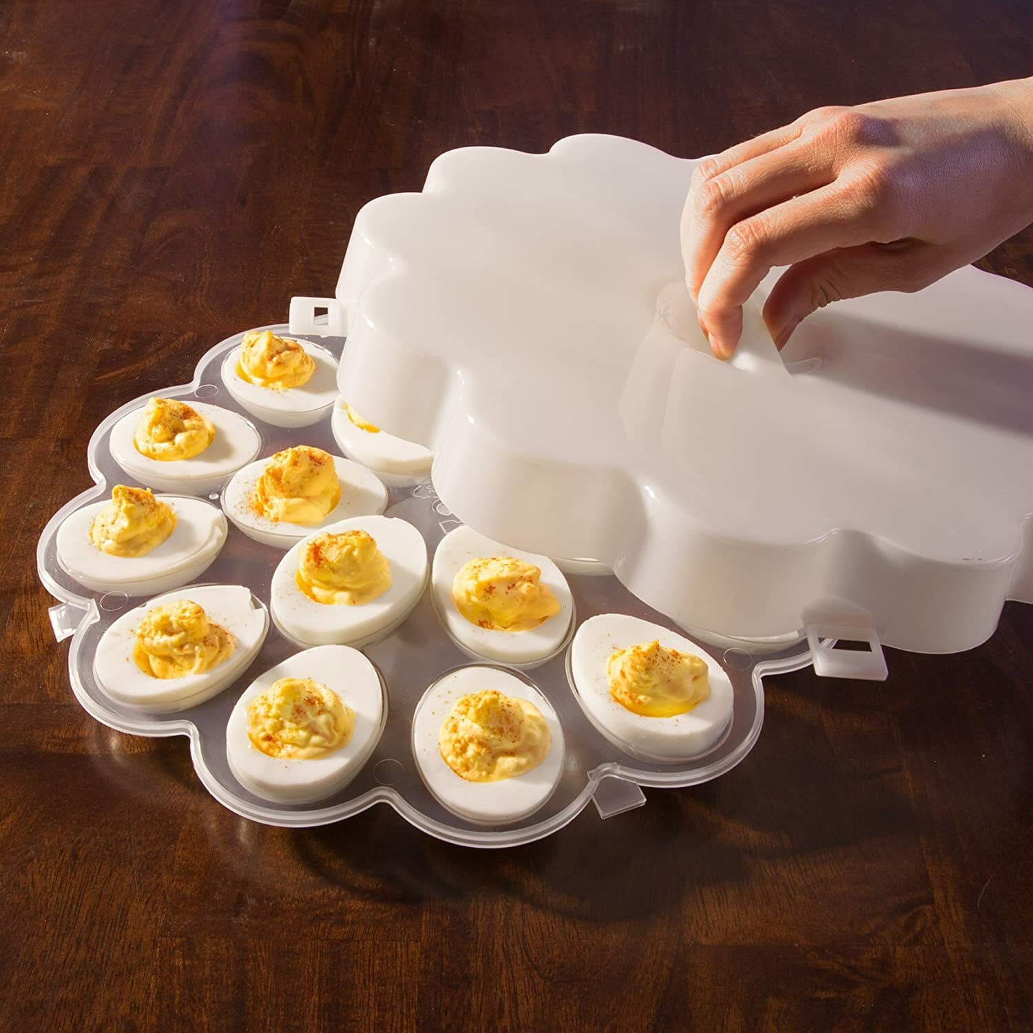 Deviled Egg Tray Snap On Lid  Protects Safe Lid Carrier Plates Clear 3