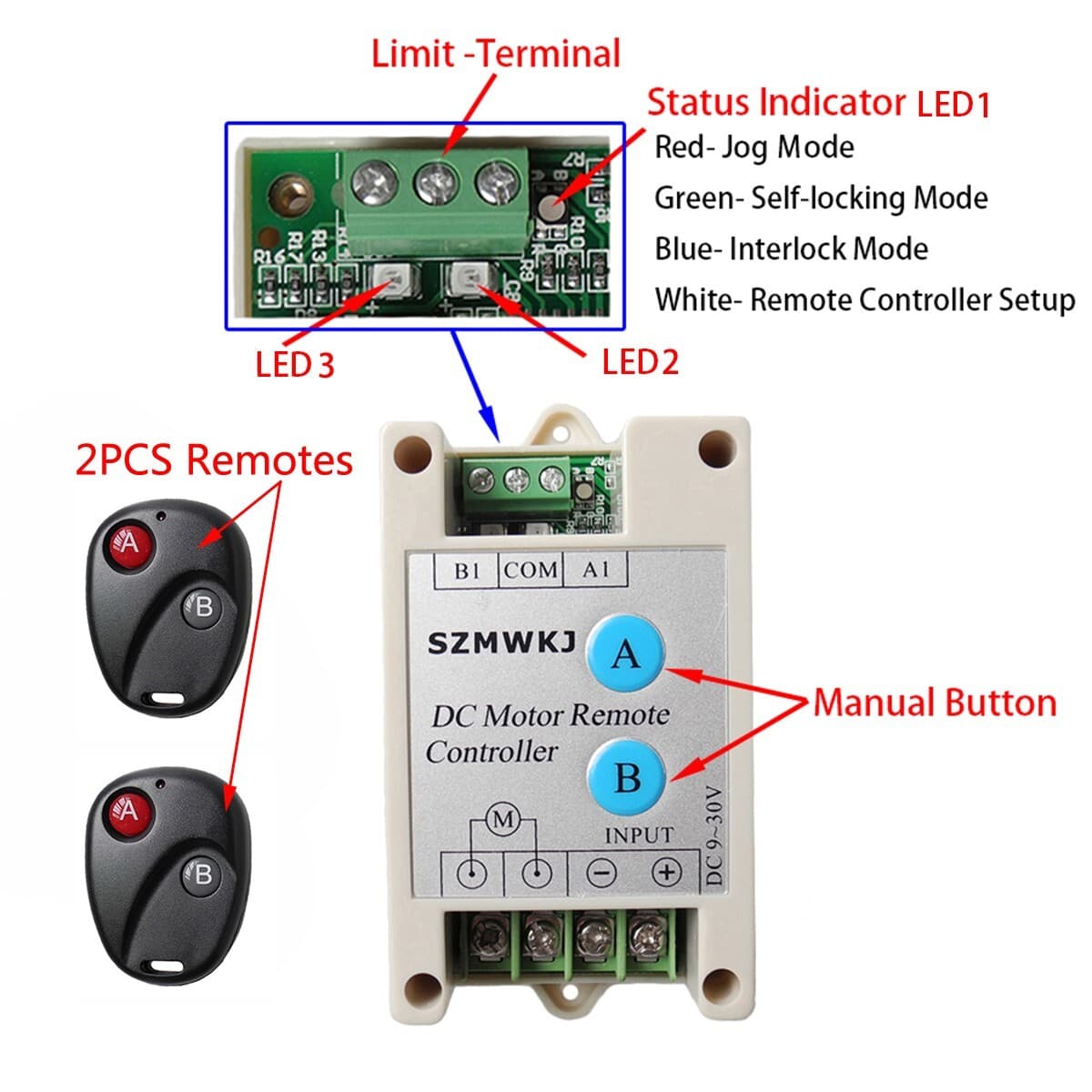 Positive Inversion Controller +Remote 12V/24V 10A For DC Motor Linear Actuators 2