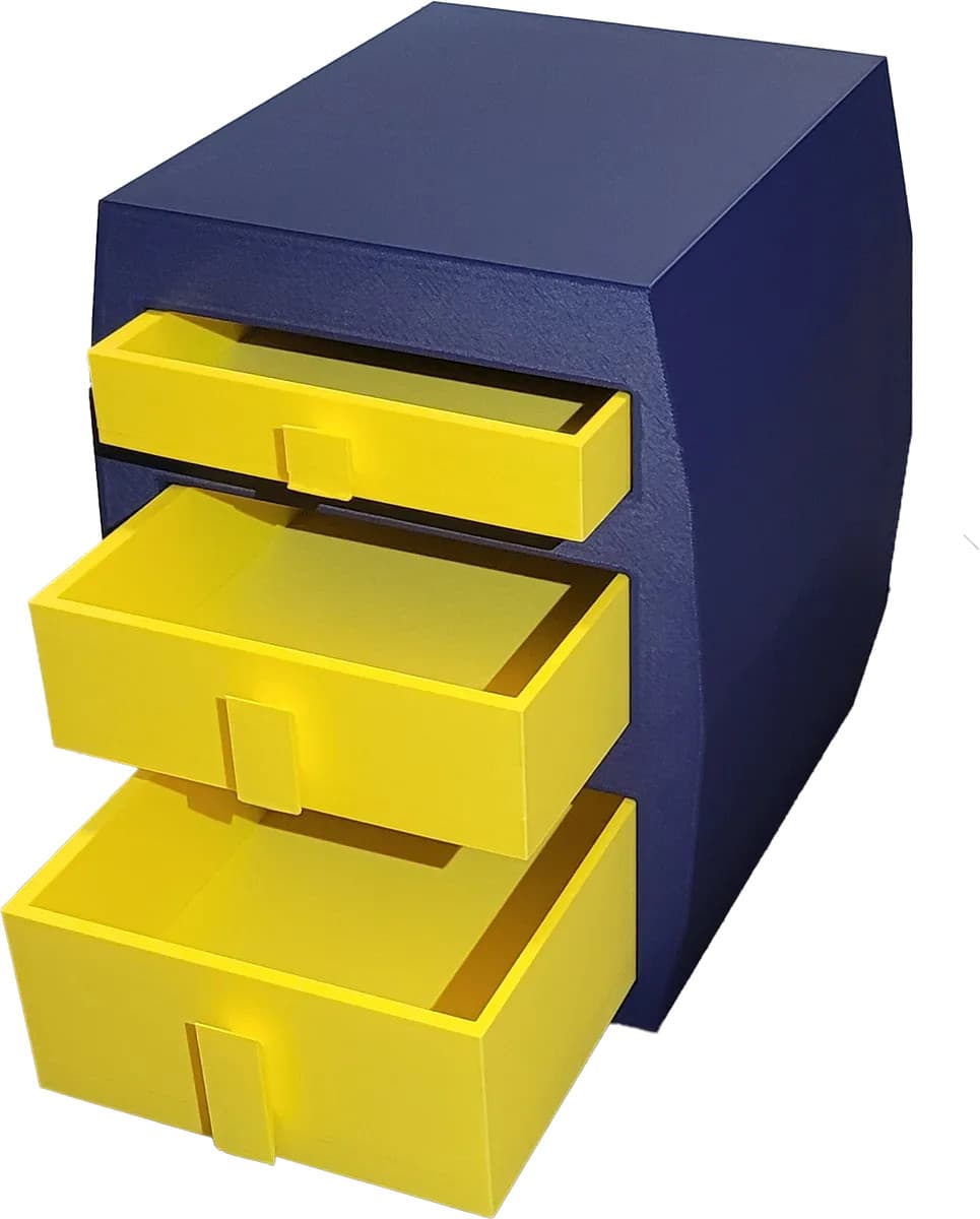 3 Drawer Desktop Organizer/Navy Blue/Yellow/Matte/Modern/Bedroom/Bathroom Decor 6