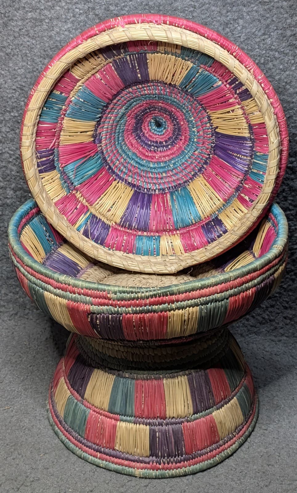 Vintage African Basket Sudanese Mosab Lidded Handcrafted Nubian Traditional Art 2