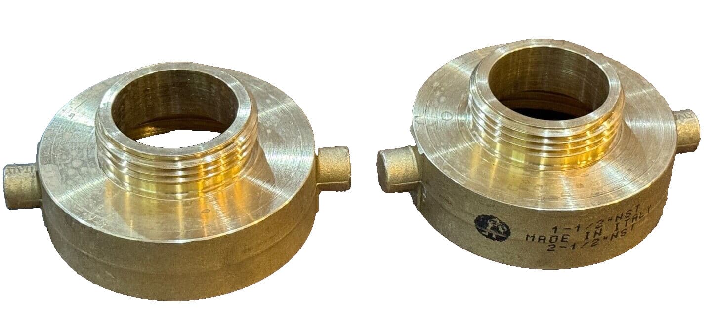 (2) Brass Firehose Reducer Adapter Female 2-1/2"  (NST) to 1-1/2" Male NST 2