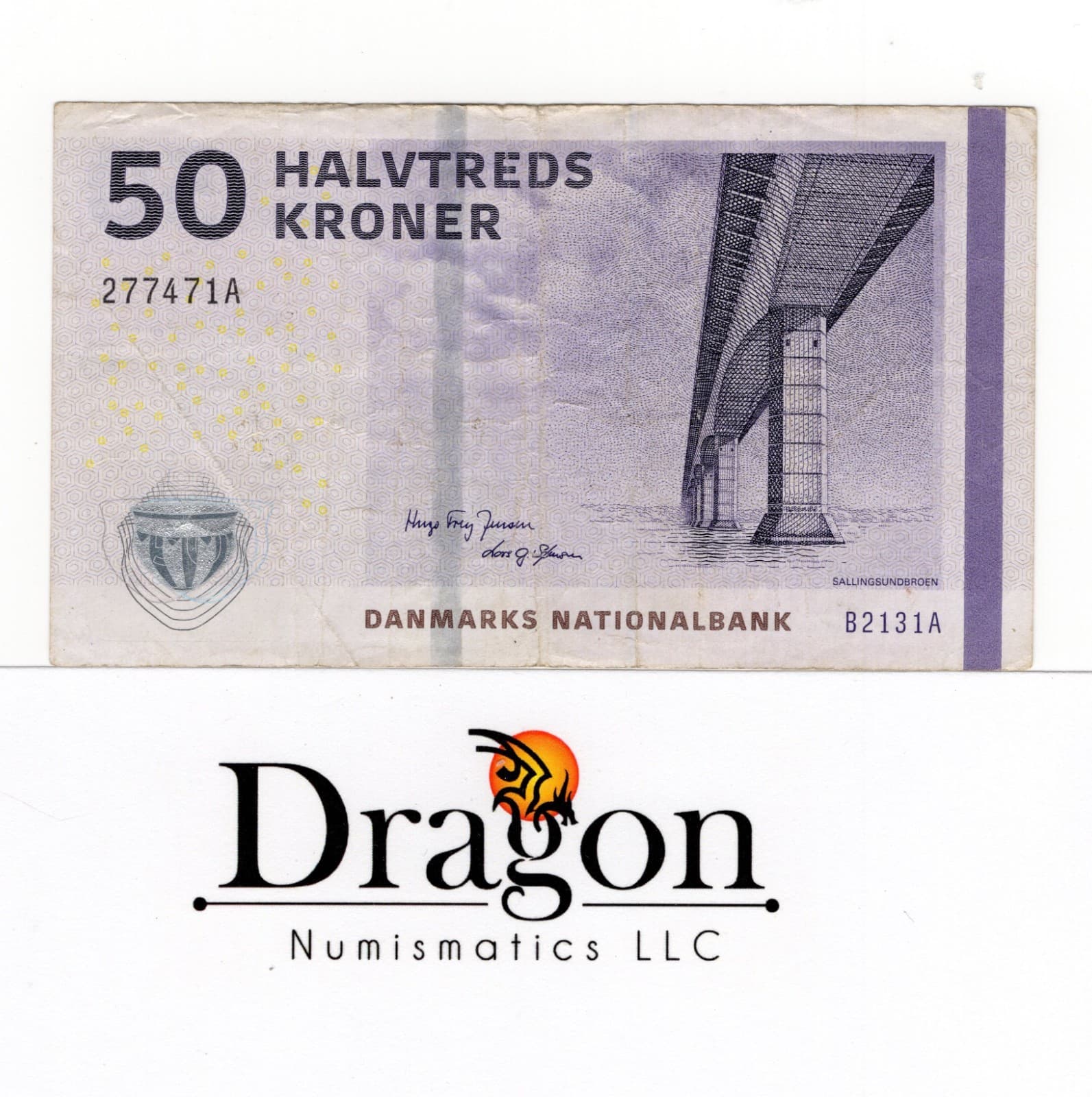 Denmark, 50 Kroner, Serie 2009 Danish Bridges and Antiquities CIRCULATED