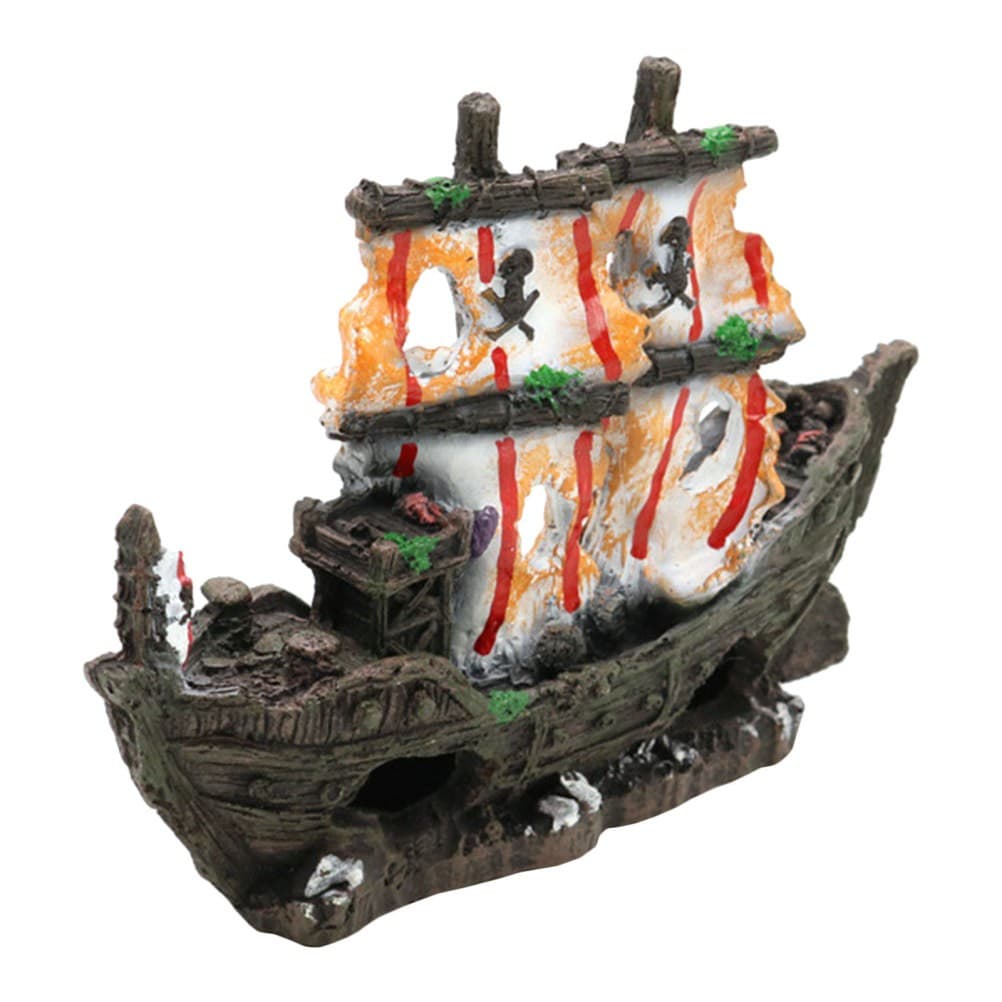  Fish Tank Shipwreck Aquarium Sunken Boat Shrimp Hideout Cave Underwater Shelter 5