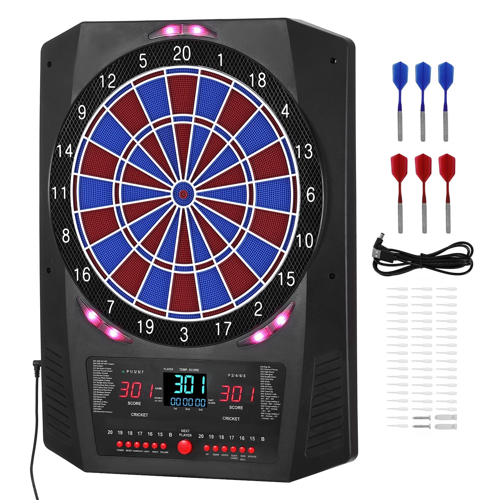 Uimoso Electronic Dartboard with 13.5" Target, 45 Games & 474 Play Options