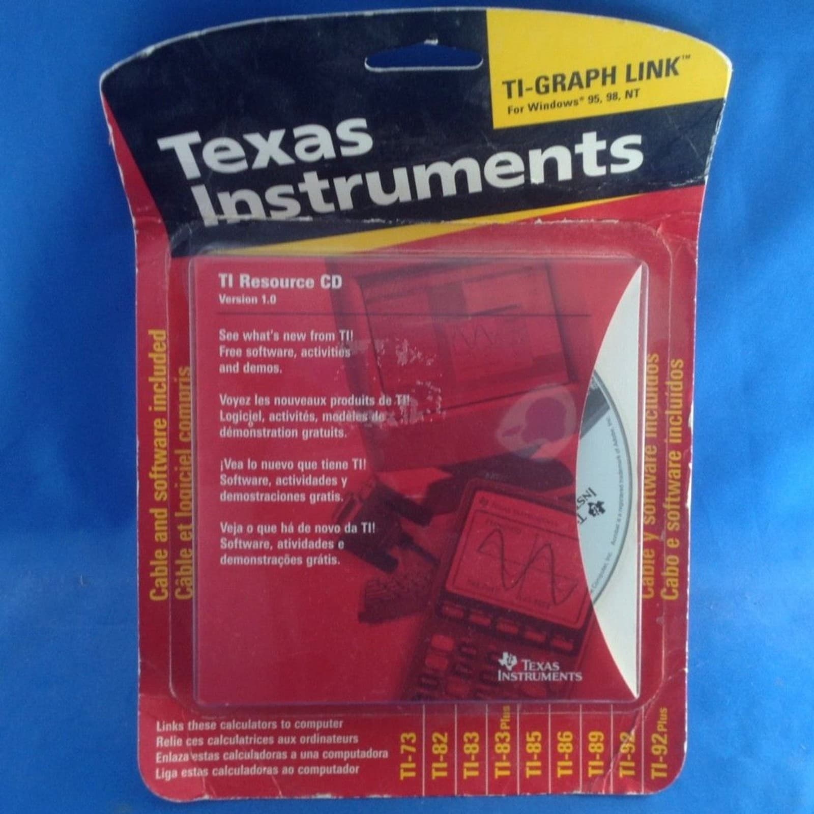 Texas Instruments TI-Graph Link Cable and Software For Windows 95, 98, NT - NEW