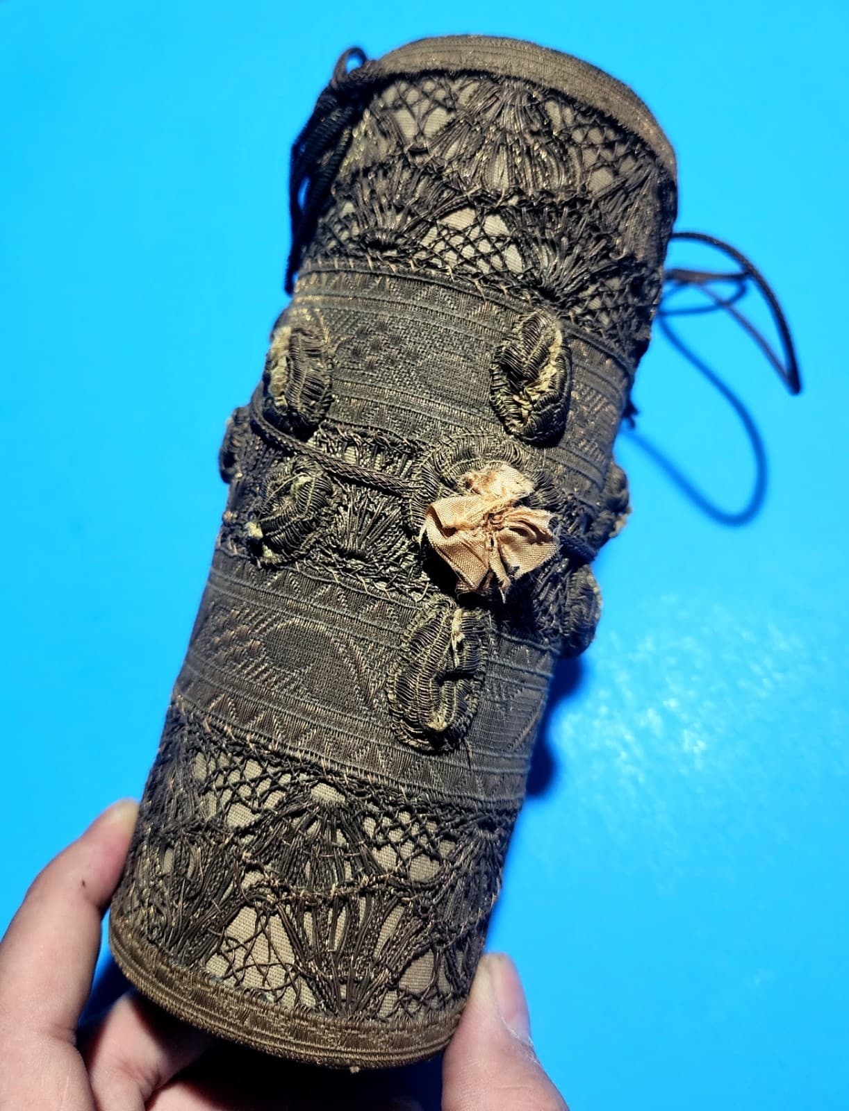 18th Century Antique French Copper Embroidered Needlework Pin Cushion. c. 1770 2